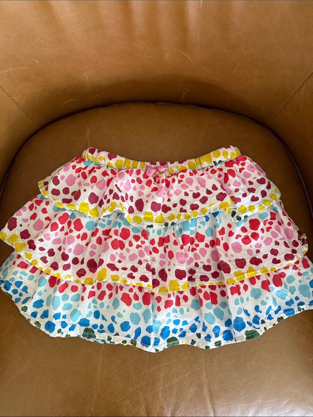 Mini Boden Rainbow Watercolor Dot Tiered Ruffle Skirt Girls Size 4-5Y
